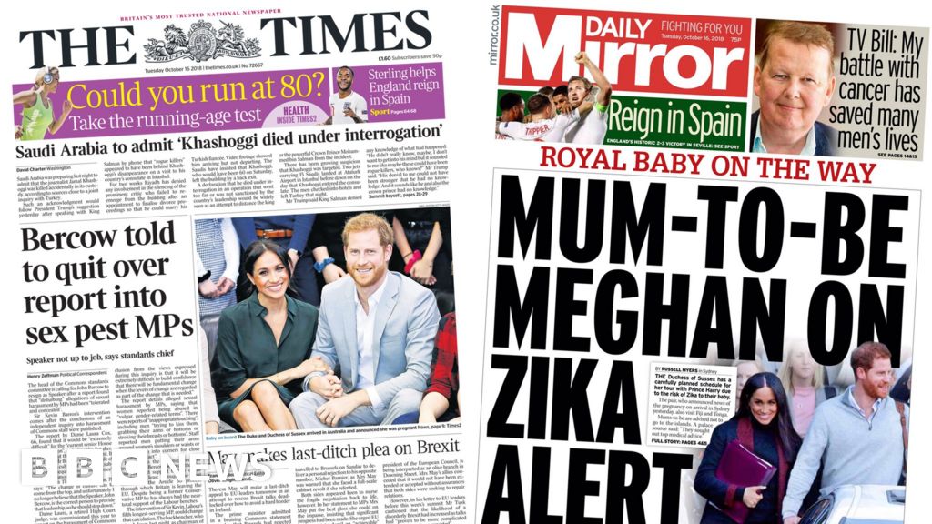 Call for Bercow to quit and Meghan baby news Call for Bercow to quit and Meghan baby news