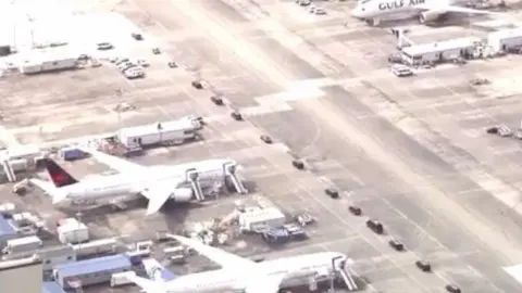 CBS The prince's massive entourage motorcade crept through the Seattle airport earlier this week