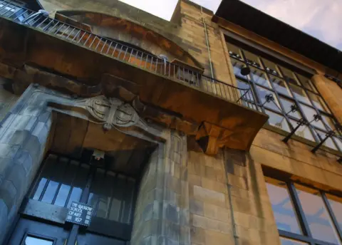 McAteer Photograph Abstract view of front door and Directors Balcony, Mackintosh
