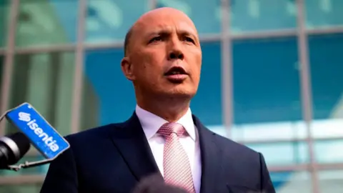 AFP Peter Dutton speaks to reporters in Canberra following his leadership tilt