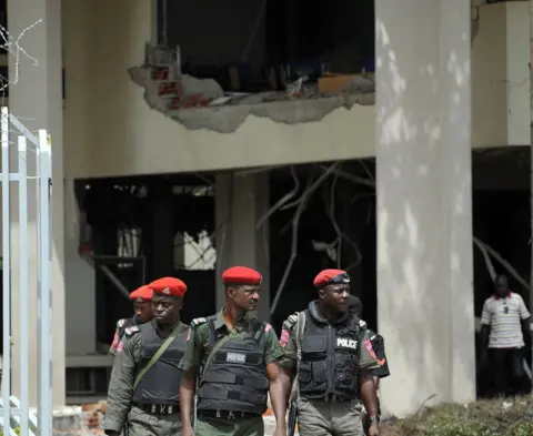 AFP Security officers at the UN headquarters in Abuja, Nigeria - August 2011