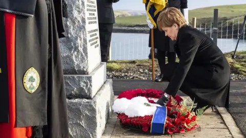 Lenny Warren/ PA Nicola Sturgeon at Iolaire memorial
