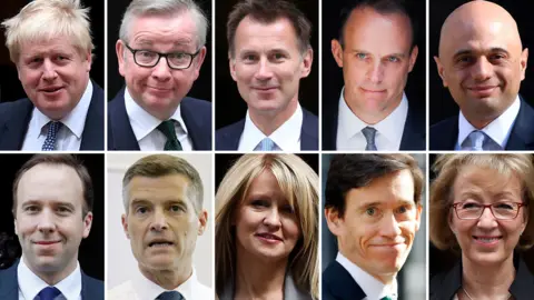 AFP The ten contenders in the Conservative race