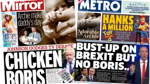 Daily Mirror and Metro front pages