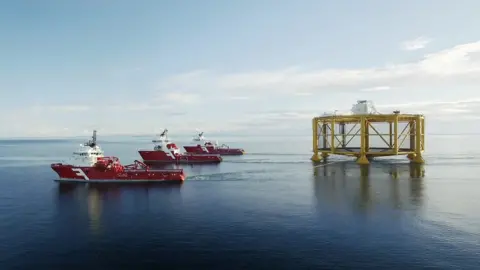 Salmar Ocean farm cage being towed