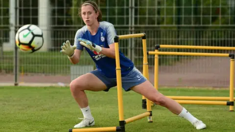 Getty Images Lizzie Durack training with Chelsea in France in 2018