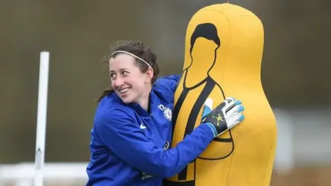 Getty Images Lizzie Durack training with Chelsea at Cobham in March 2019