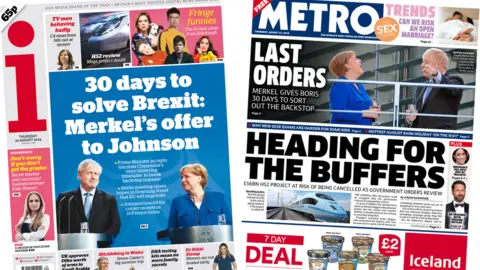 i and Metro front pages