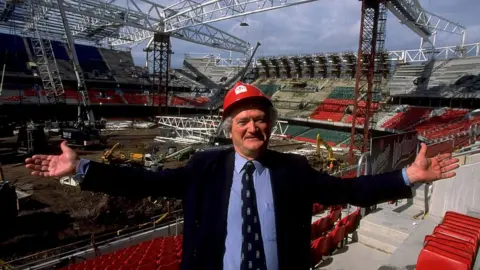 Getty Images Glanmor Griffiths during construction of the Millennium Stadium