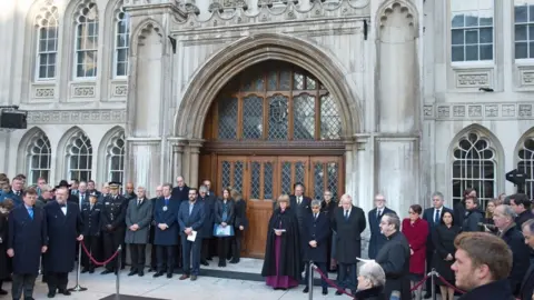 PA Media A vigil in Guildhall Yard, London, to honour the victims off the London Bridge terror attack