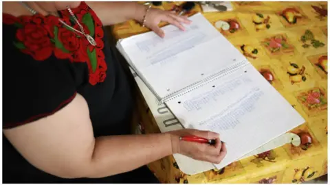 Ms Robles writing out her tanda rota