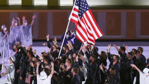 Getty Images US Olympic team at the Tokyo opening ceremony