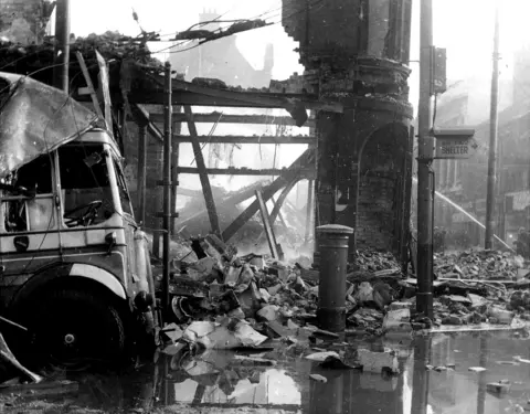South Tyneside Libraries Bomb damage at Market Place and King Street
