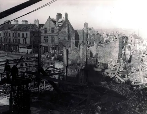 South Tyneside Libraries Bomb damage at Market Place