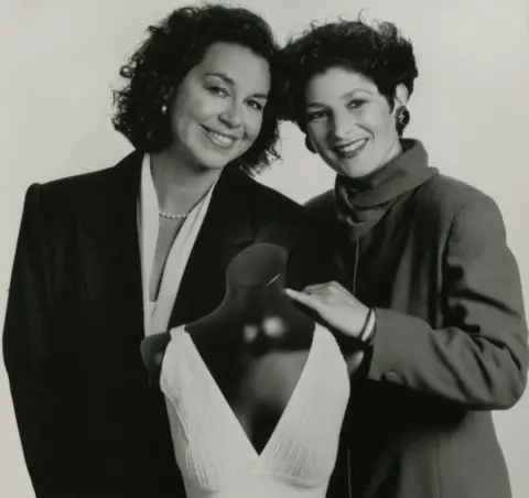 Jogbra, Inc. Records, Archives Center, National Mu Lisa Lindahl and Hinda Miller with an early version of the Jogbra