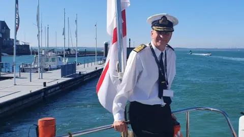Bailiff's Chamber Royal navy officer on a boat on the sea
