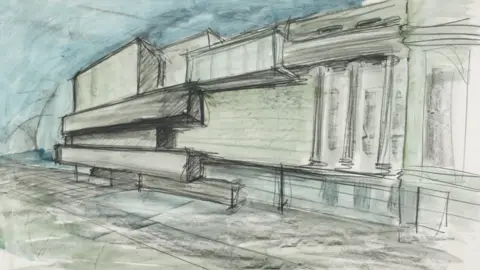 Paddy Lawson Concept drawing of the 1972 extension