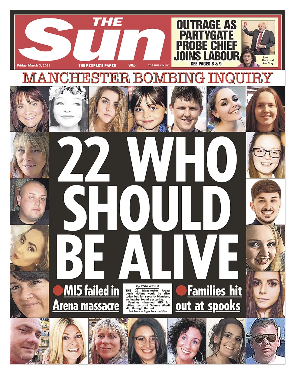 The headline in The Sun reads: 22 who should be alive