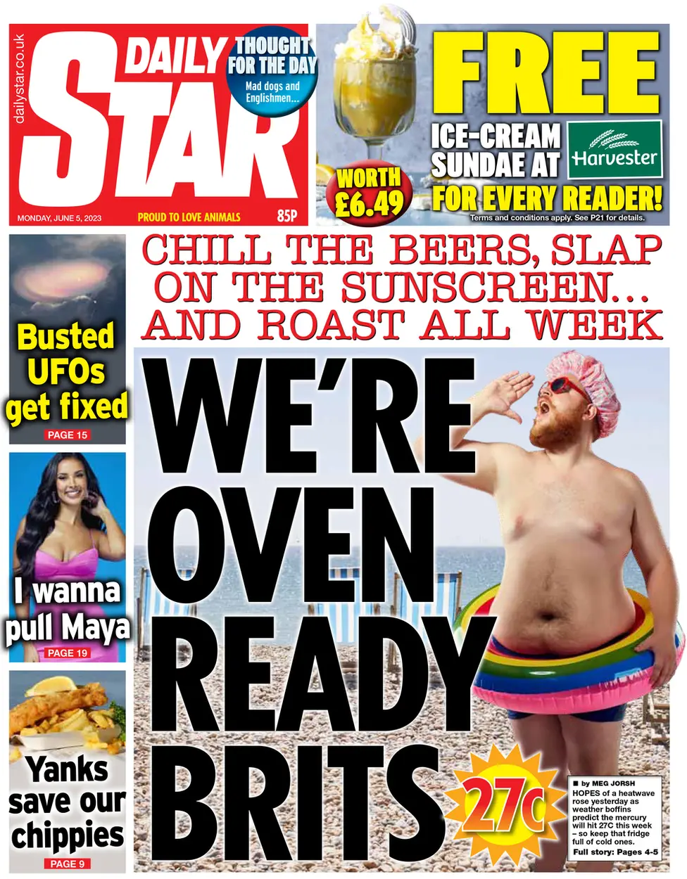 The front page of the Daily Star