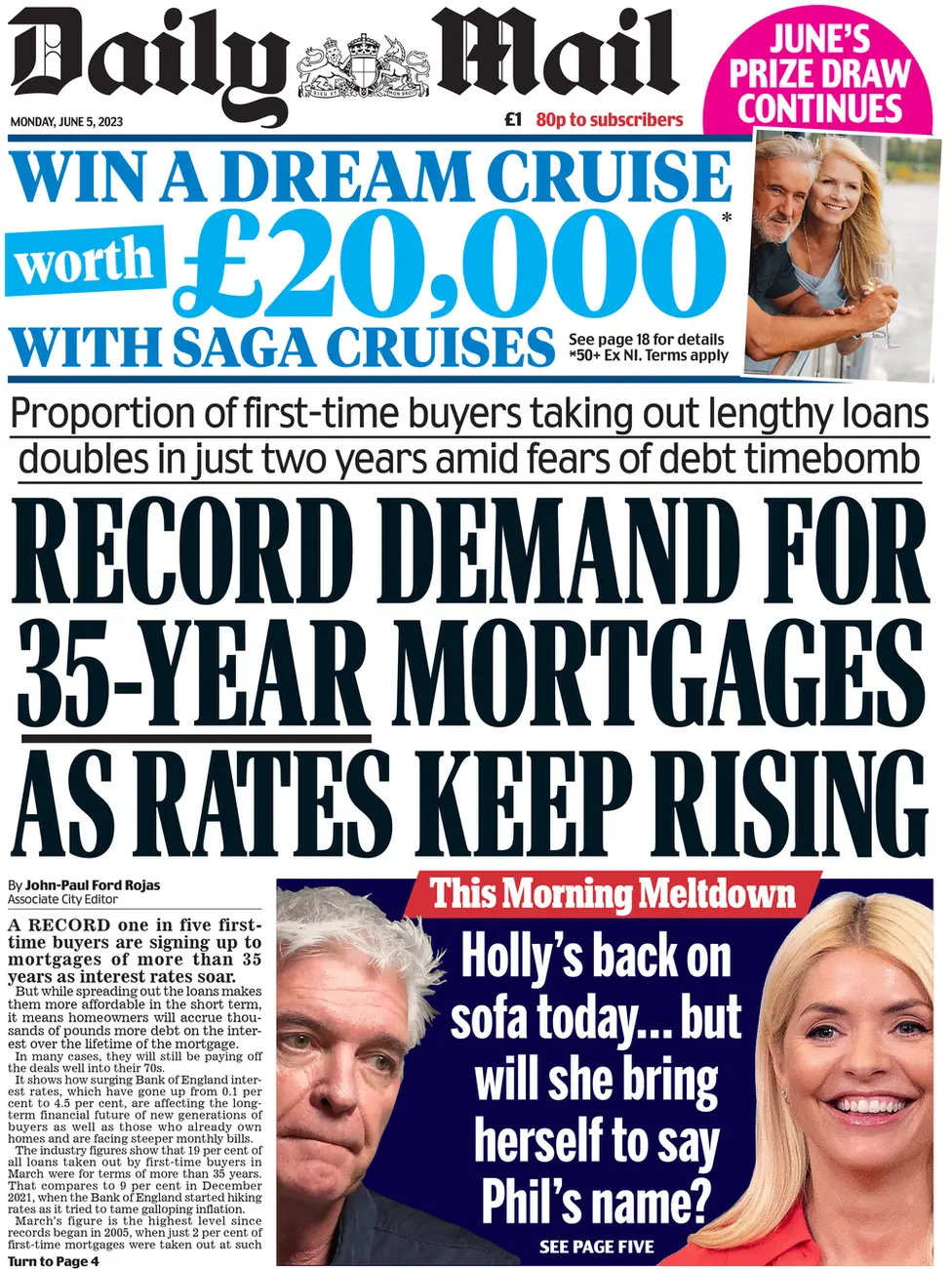 The front page of the Daily Mail