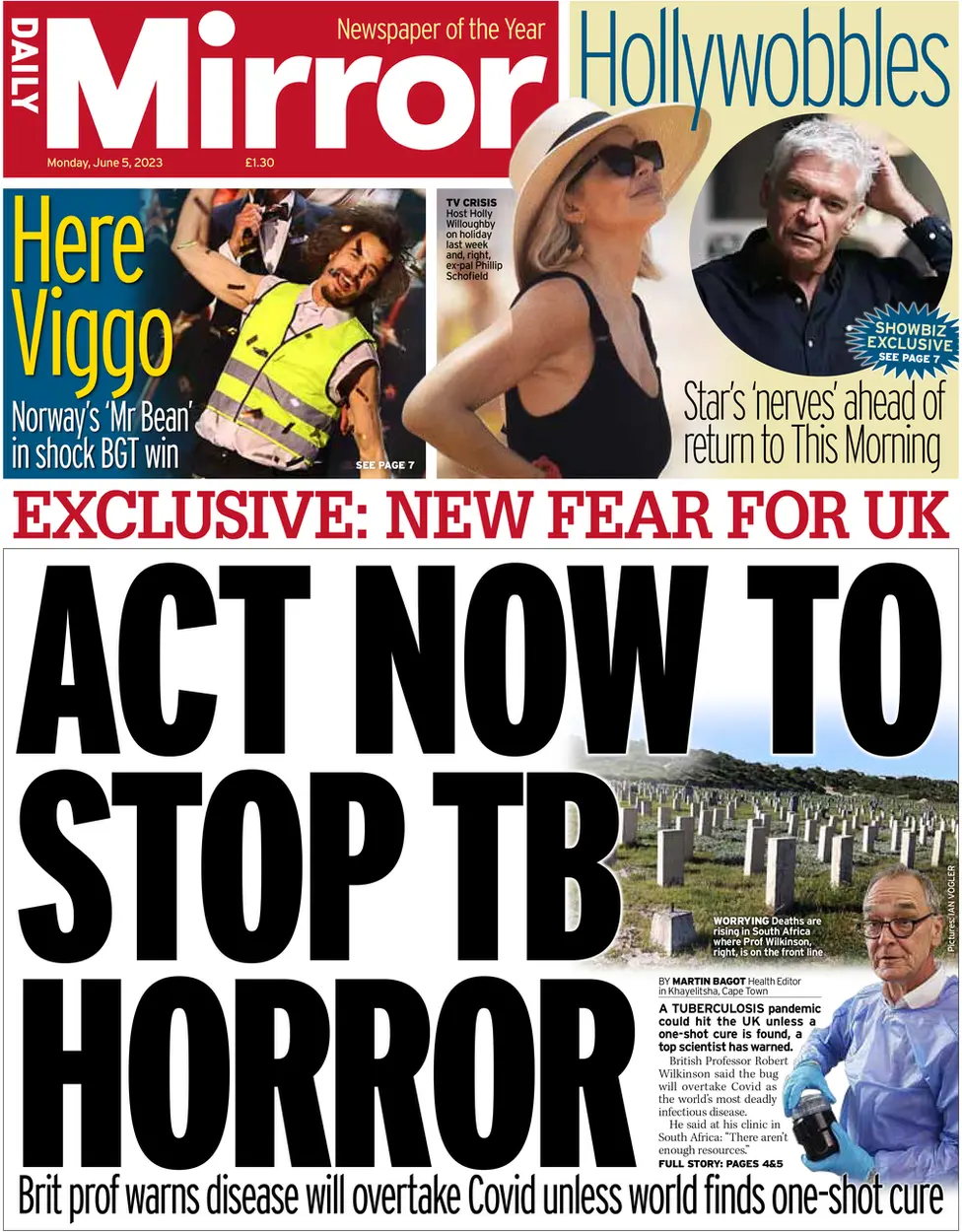 The front page of the Daily Mirror