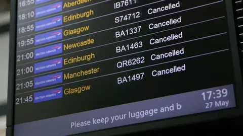 Getty Images Flights cancelled at Heathrow