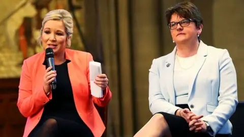 Reuters Michelle O'Neill and Arlene Foster at Ulster Fry event, Conservative Party Conference, Manchester, 3 October 2017
