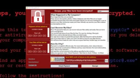 WEBROOT The ransomware has been identified as WannaCry - here shown in a safe environment on a security researcher's computer