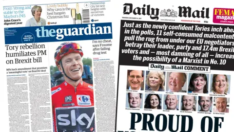 Composite image showing the Guardian and Daily Mail