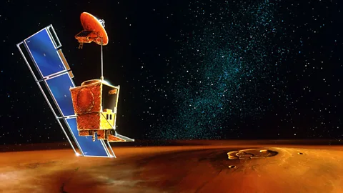 What the Mars Climate Orbiter would have looked like if a huge blunder hadn’t made it crash into the Martian atmosphere (SPL)