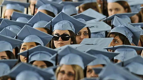 If these Barnard College graduates go for an MBA, they may have good job prospects. (Timothy Clary/Getty)