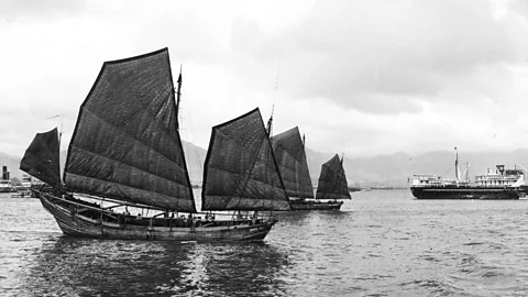 Horace Bristol/Getty A 1955 photo shows traditional Chinese junks sailing to Macau (Credit: Horace Bristol/Getty)