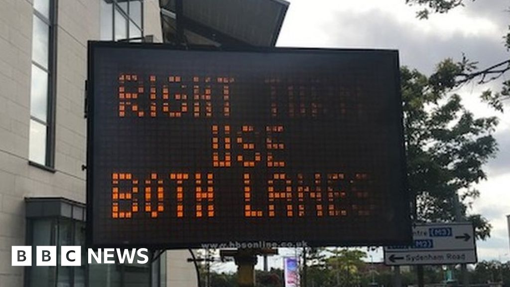 Bus lane suspended in Titanic Quarter Bus lane suspended in Titanic Quarter
