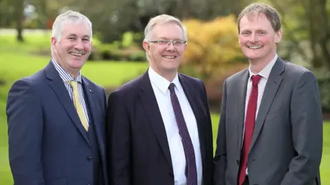 UFU Victor Chestnutt deputy president, Ivor Ferguson president, and David Brown, deputy president.