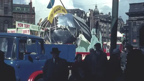 Estate of T Dan Smith Trade Union floats at the 1963 May Day Parade