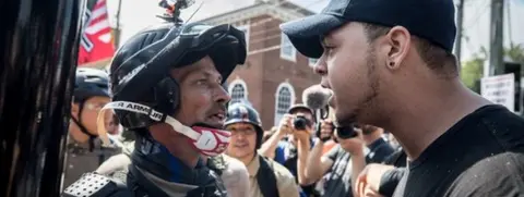 Getty Images Tension between white supremacist groups and counter protestors