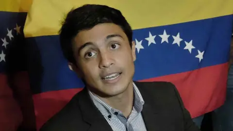 EPA Student and president of the Venezuelan non-governmental organization "Operacion Libertad" (Operation Freedom) Lorent Saleh during a meeting
