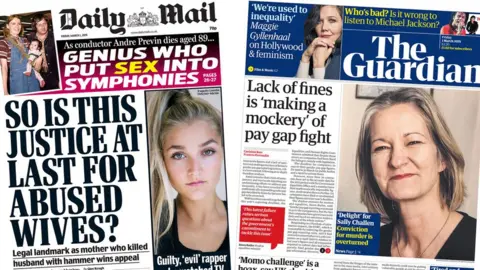 Empics Daily Mail and The Guardian front pages - 01/03/19