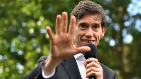 PA Rory Stewart speaking at a vote rally at the Underbelly Festival Garden on London's Southbank