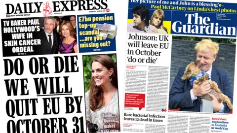 Express and Guardian front pages