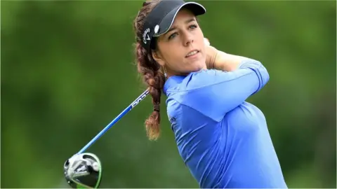 Getty Images Georgia Hall of England plays her tee shot on the par 5, 15th hole during the second round of the 2019 KPMG Women's PGA Championship at Hazeltine National Golf Club on June 21, 2019 in Chaska, Minnesota