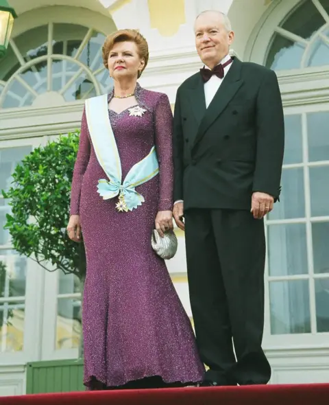 AFP Vaira at her second-term inauguration as president in 2003, with husband Imants Freibergs