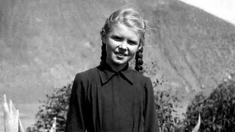 Vaira Vike-Freiberga Vaira aged 11 in Daourat, Morocco