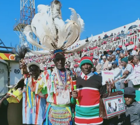Mourners at the Nyayo National Stadium