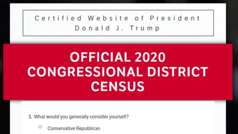 donaldjtrump.com A screenshot from the Donald Trump website reading "Official 2020 Congressional District Census"