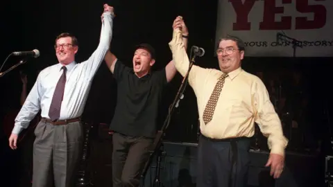 Pacemaker David Trimble and John Hume with Bono