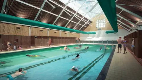 Withington Baths  artist impression of the pool hall