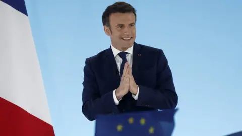 EPA French President and candidate for re-election Emmanuel Macron