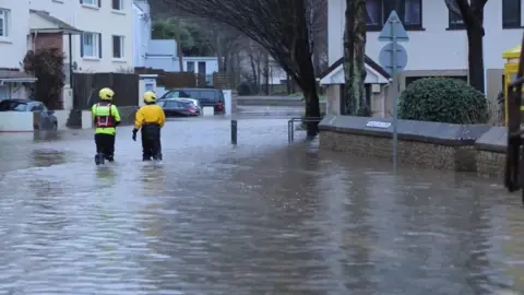 Government of Jersey Emergency services are working together to tackle the flooding