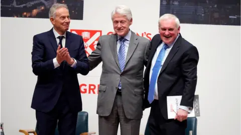 Pool Getty Images Tony Blair, Bill Clinton and Bertie Ahern